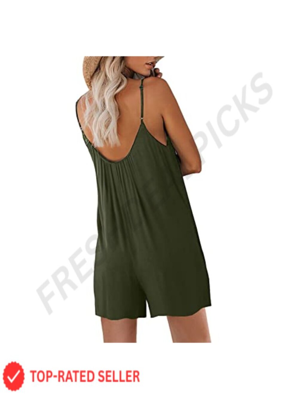 Women Casual Sleeveless Romper Jumpsuit with Pockets - Picture 2 of 6